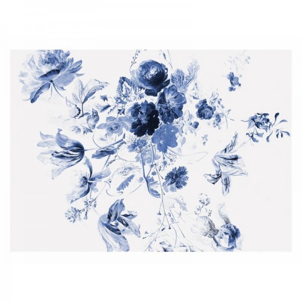 WP-225 Wall Mural Royal Blue Flowers 3