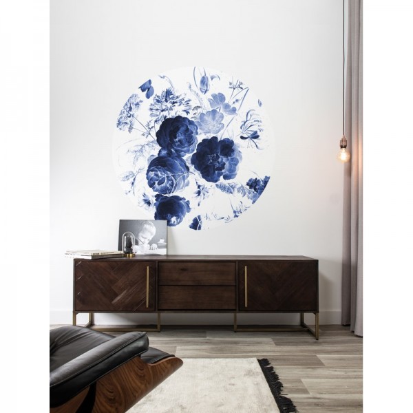 SC-001 Wallpaper Circle Royal Blue Flowers