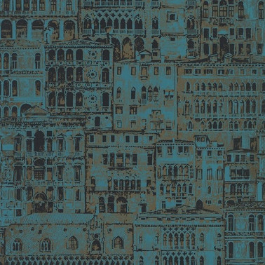 Papel de parede Edifice Bleu Paon 86056624 - Casadeco