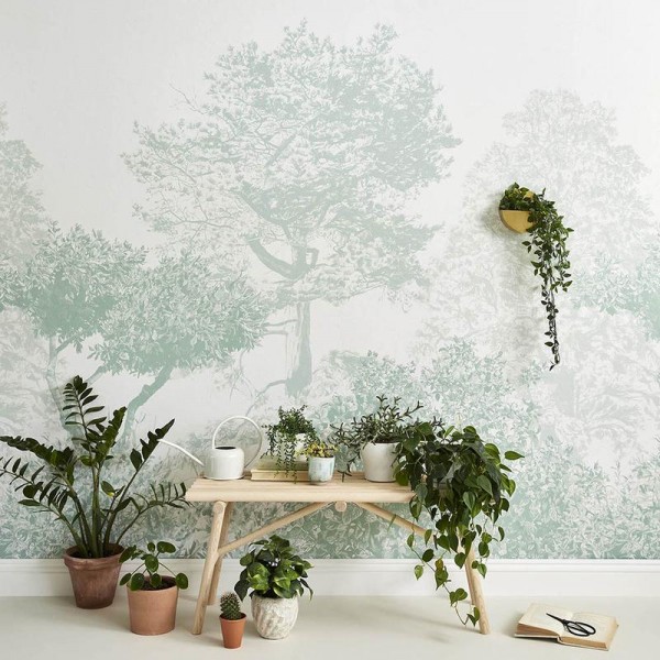 Classic Hua Trees Papier peint Dusty Green