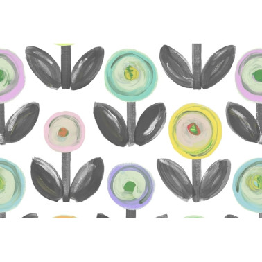 Papel de parede R16712 Flower Parade, Licorice - REBEL WALLS