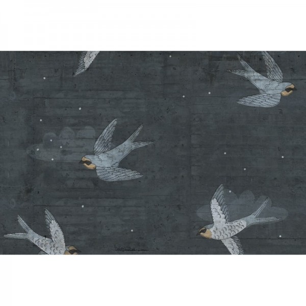 Papier peint R16972 Concrete Art, Night Swallow - REBEL WALLS Papier peint R16972 Concrete Art, Night Swallow - REBEL WALLS