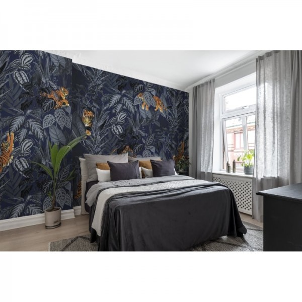 Papier peint R16813 Mischievous Tigers, Moonlight - REBEL WALLS