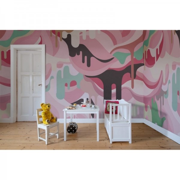 Papel Pintado R16943 Dripping Rainbow, Marshmallow - REBEL WALLS