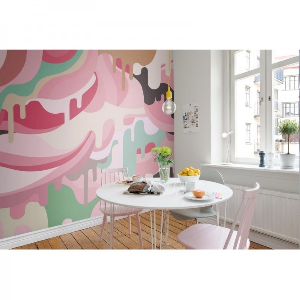 Papel Pintado R16943 Dripping Rainbow, Marshmallow - REBEL WALLS