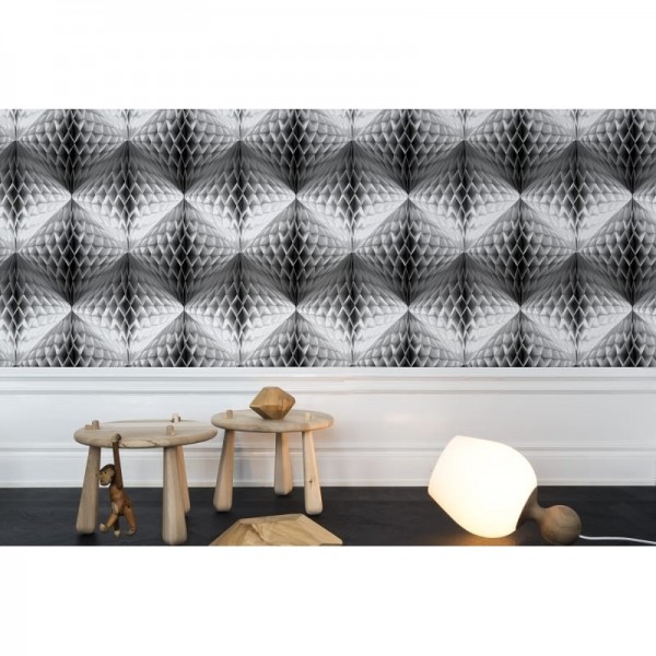 Papel de parede R13392 Pom Pom, Black - REBEL WALLS