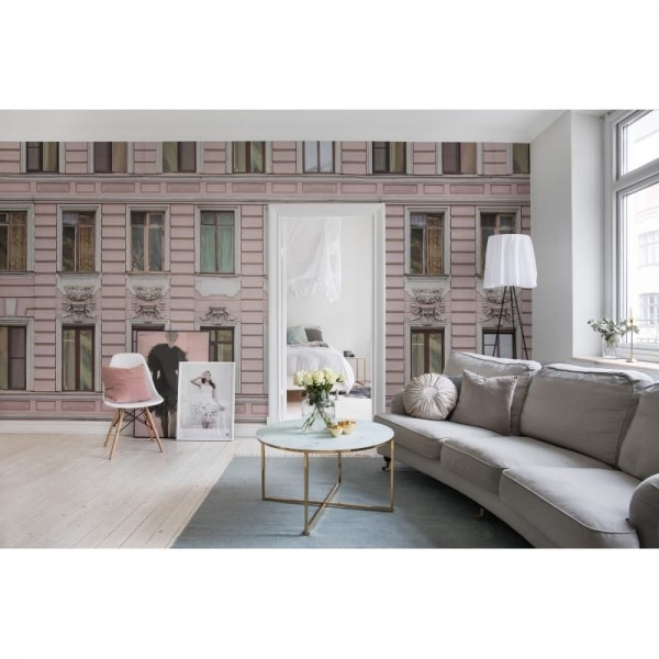 Wallpaper R15881 Pink Facade - REBEL WALLS