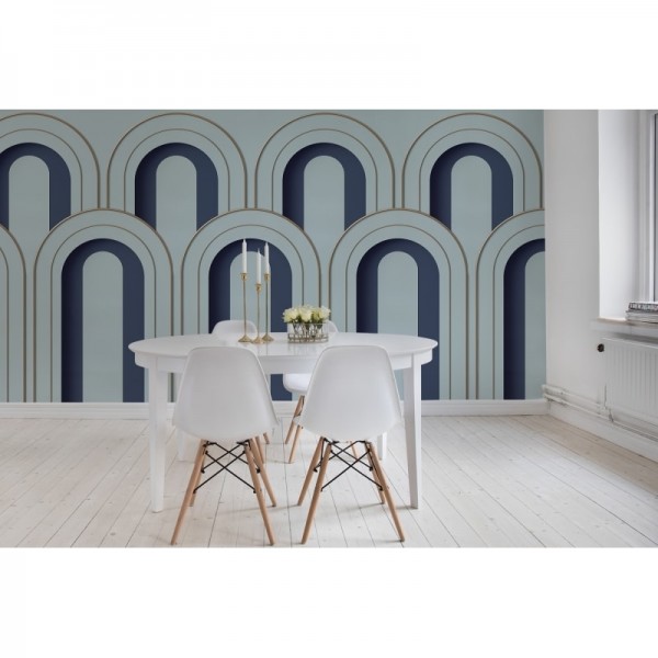 Wallpaper R16102 Arch Deco, Blue - REBEL WALLS