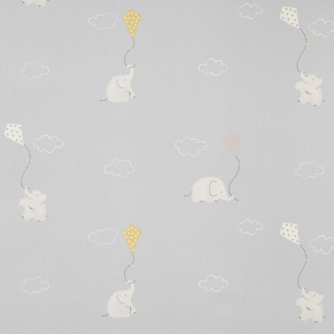 Tela MWS29986214 ELEPHANTS BLEU MOUTARDE Casadeco