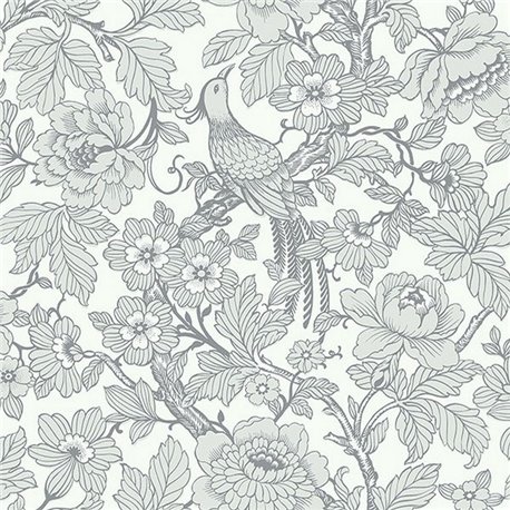 Beaufort Light Grey Flowers & Birds Chinoiserie ECB80408 Beaufort Light Grey Flowers & Birds Chinoiserie ECB80408