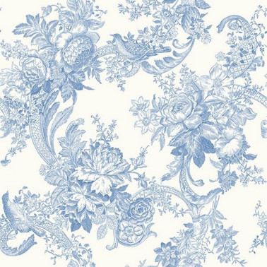Carmel Light Blue Cornucopia Floral Birds ECB81602