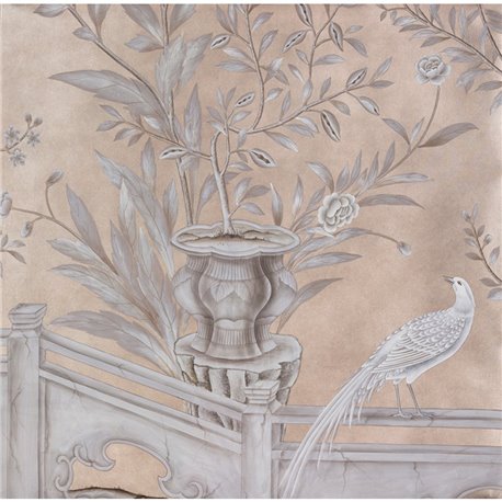 Salon Vert Colourway SC-113 on Pewter gilded silk with embroidery