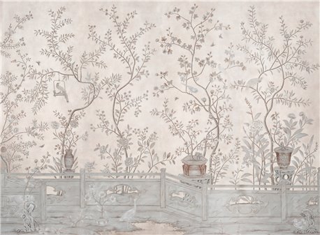 Salon Vert Colourway SC-113 on Pewter gilded silk with embroidery