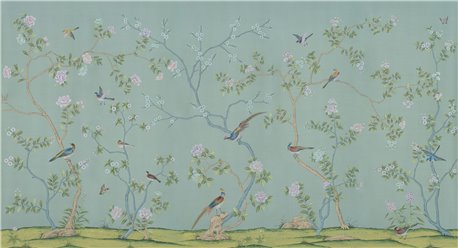 Badminton Standard on Blue Grey dyed silk