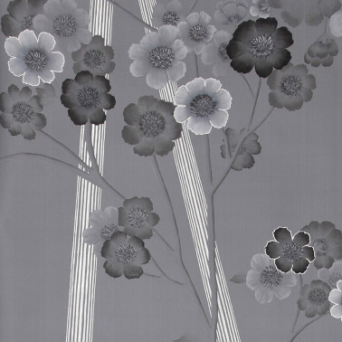 Anemones in Light Dusk Gun Metal dyed silk