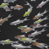 Fishes Koi on Edo Night painted silk