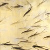 Fishes Original on Deep Rich Gold gilded paper with désargenter pearlescent antiquing