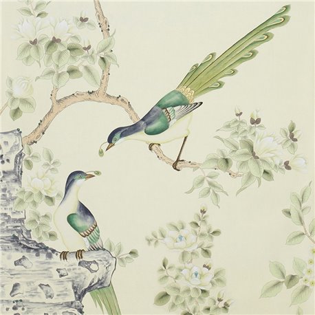 Japanese Garden Part custom on Ivory dyed silk