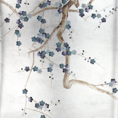 Plum Blossom Colourway SC-81 on Tarnished Silver gilded paper with désargenter pearlescent antiquing