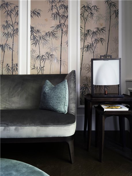 Distant Bamboo Part custom on Lead Grey dyed silk