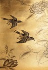 Japanese Garden Dark Lacquer on Deep Rich Gold gilded silk
