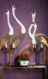 Sarus Cranes Original on Edo purple painted Xuan paper