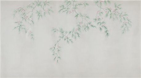 Silk Tree Colourway SC-92 on Crackled Silver on Shell Pink metallic silk