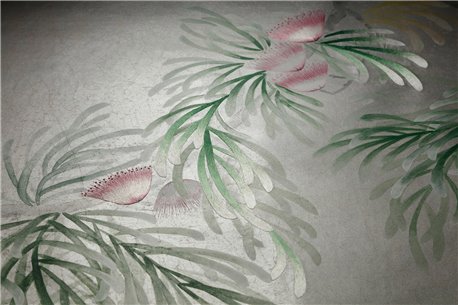 Silk Tree Colourway SC-92 on Crackled Silver on Shell Pink metallic silk