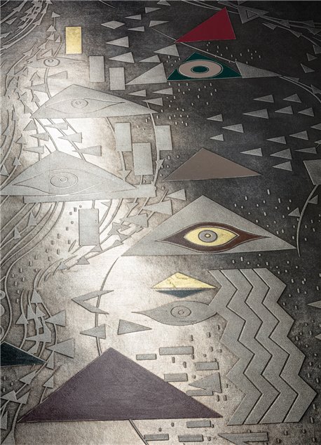 Klimt Polished Silver bas elief gilded paper