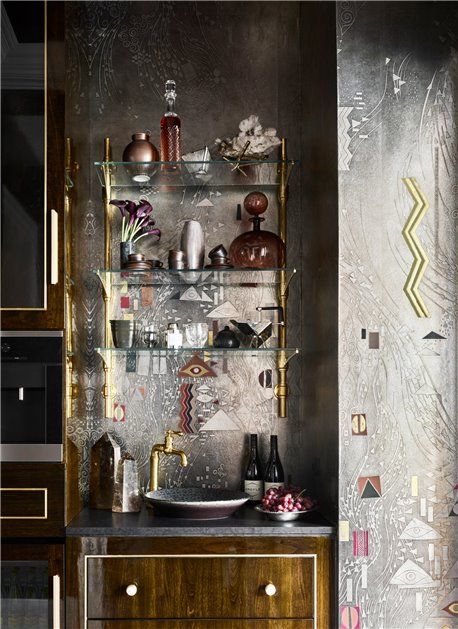 Klimt Polished Silver bas elief gilded paper