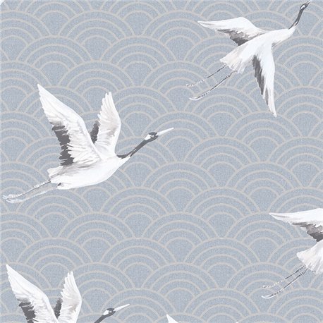 Japanese Cranes Teal DYW0015 Japanese Cranes Teal DYW0015