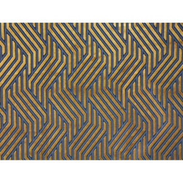 MODERNIST JACQUARD VELVET 02 GOLD OVER BLUE