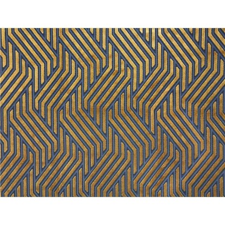 MODERNIST JACQUARD VELVET 02 GOLD OVER BLUE