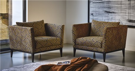 MODERNIST JACQUARD VELVET 02 GOLD OVER BLUE