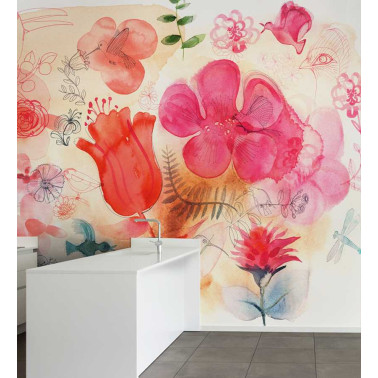 WATERCOLOR AND RED FLOWERS...