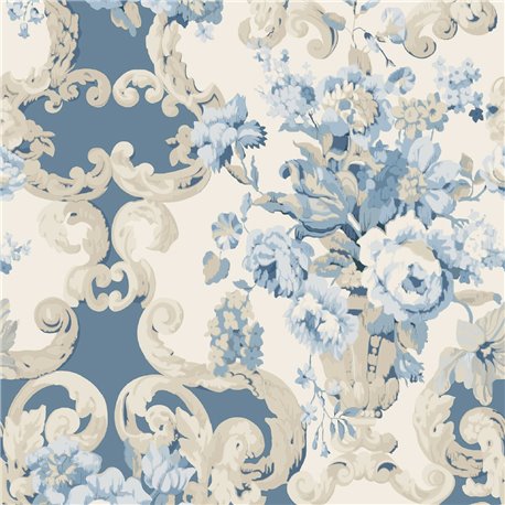 Floral Rococo Blue FG103-H101 Floral Rococo Blue FG103-H101
