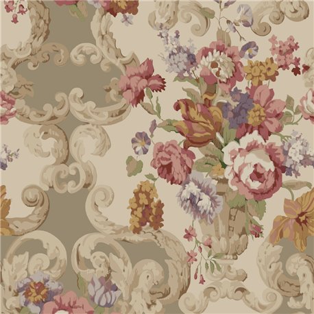 Floral Rococo Red Plum FG103-V54 Floral Rococo Red Plum FG103-V54