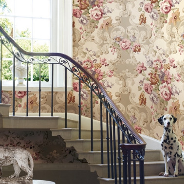 Floral Rococo Lovat Red...