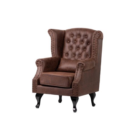 SILLON PU MARRON PATAS MADERA REF-800102