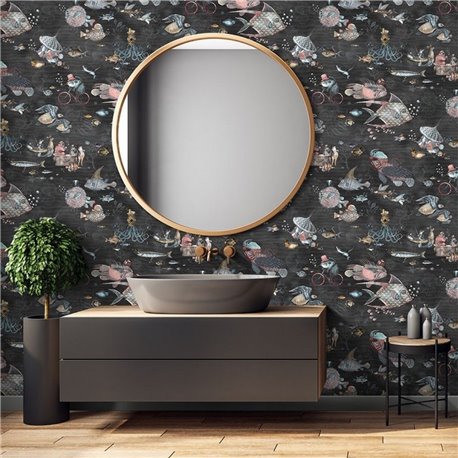 Sea Life Charcoal and Pink BMHD002-07C