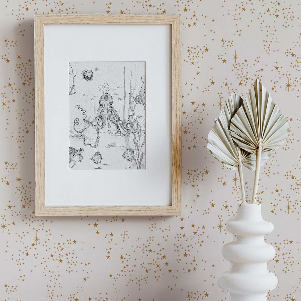 STARRY WALLPAPER - STARDUST OFF WHITE-GOLD