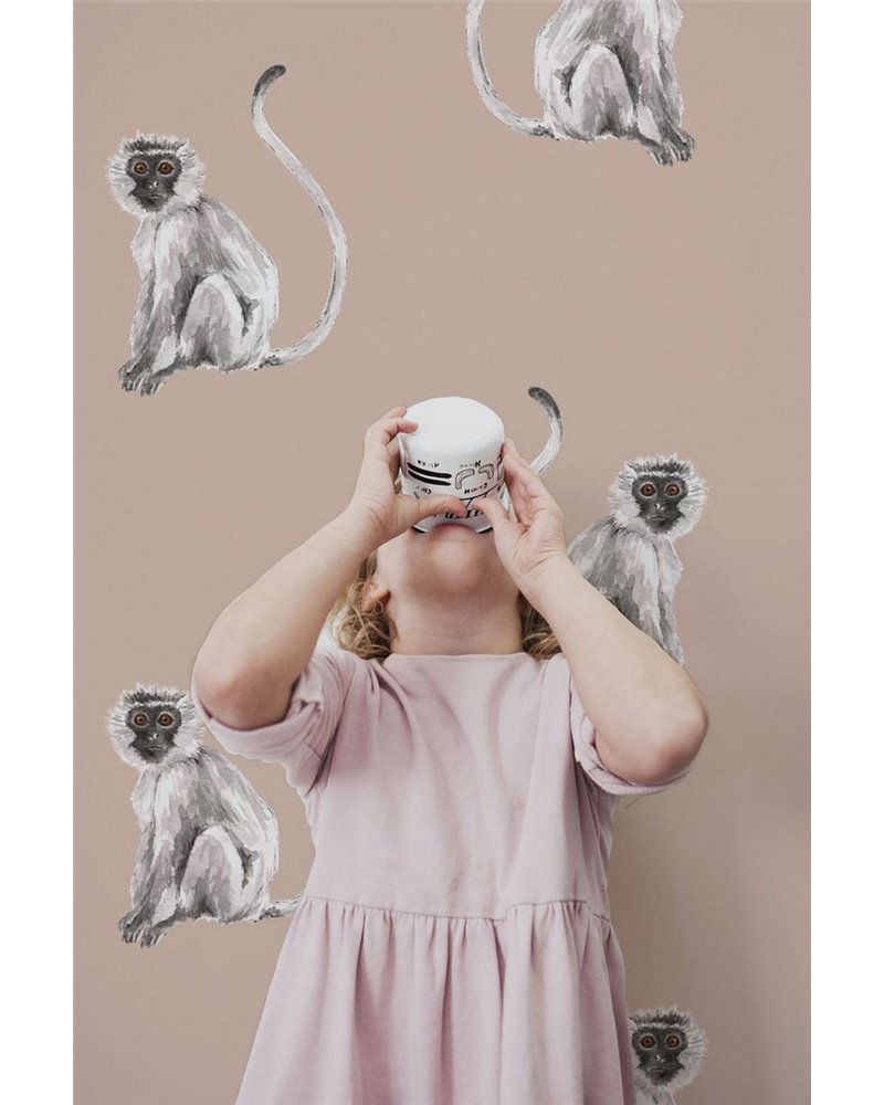 ANIMAL WALLPAPER - FUNKY MONKEY LIGHT BLUSH