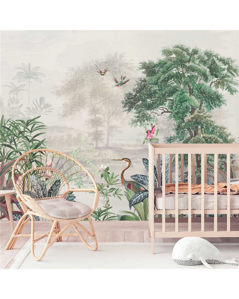 TROPICAL WALLPAPER - SCENIC LANDSCAPE - OFF WHITE