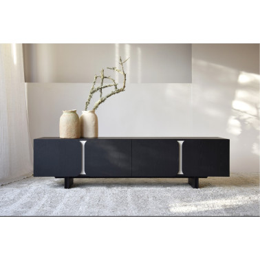 MUEBLE TV CURVAROBLE NEGRO Y ARENA MATE REF. 34H2319AN