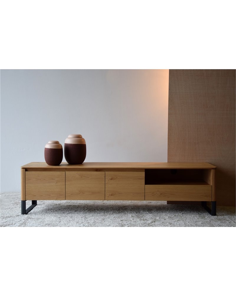 MUEBLE TV ROBLE NATURAL MATE ACERO NEGRO REF. 34H256RN MUEBLE TV ROBLE NATURAL MATE ACERO NEGRO REF. 34H256RN