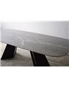 MESA COMEDOR CERAMICO GRIS BLANCO METAL REF. 34AC809