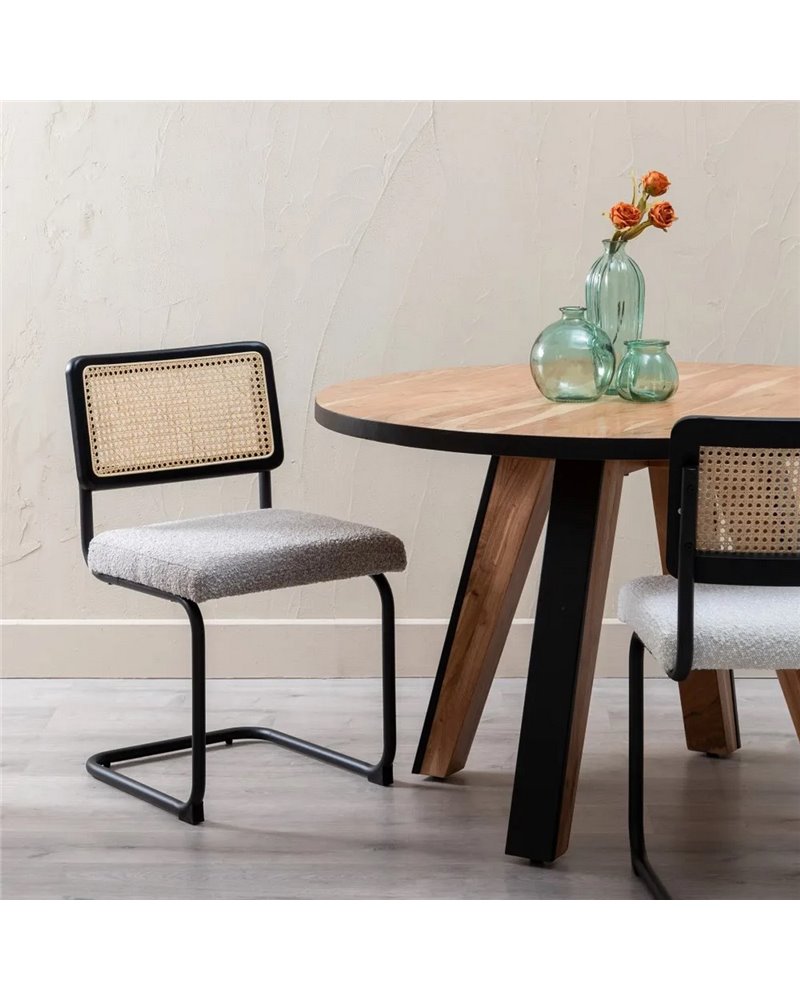 SILLA GRIS MADERA / METAL SALÓN 50 X 54 X 84 CM REF.607032