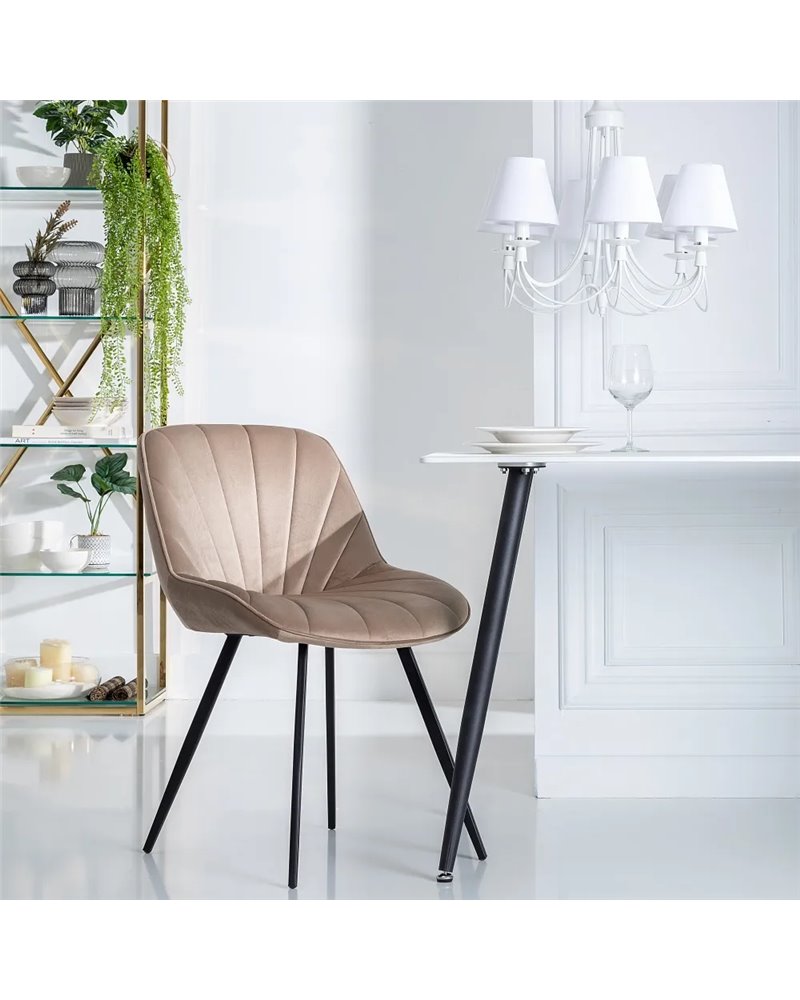 SILLA TERCIOPELO TAUPE SALÓN 51 X 55 X 82 CM REF.605511