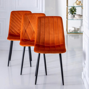 SILLA NARANJA METAL SALÓN...