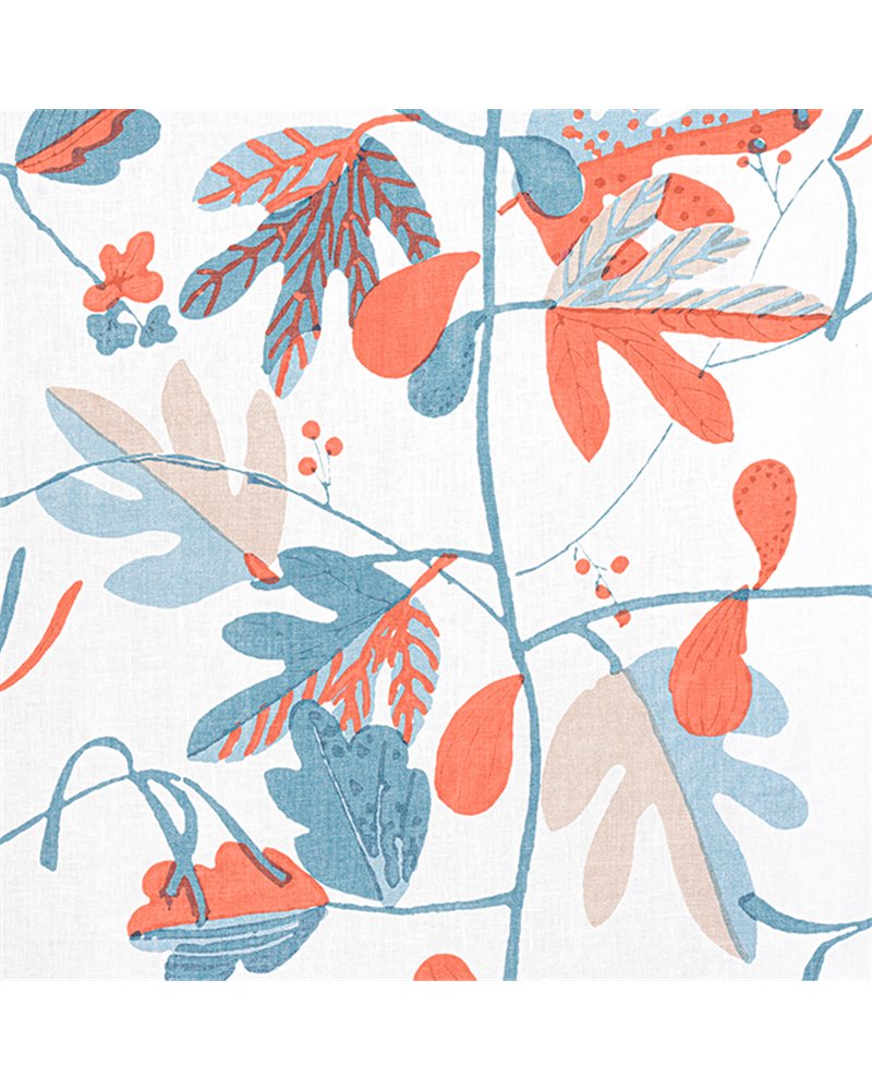 Matisse Leaf French Blue and Coral F916207 Matisse Leaf French Blue and Coral F916207